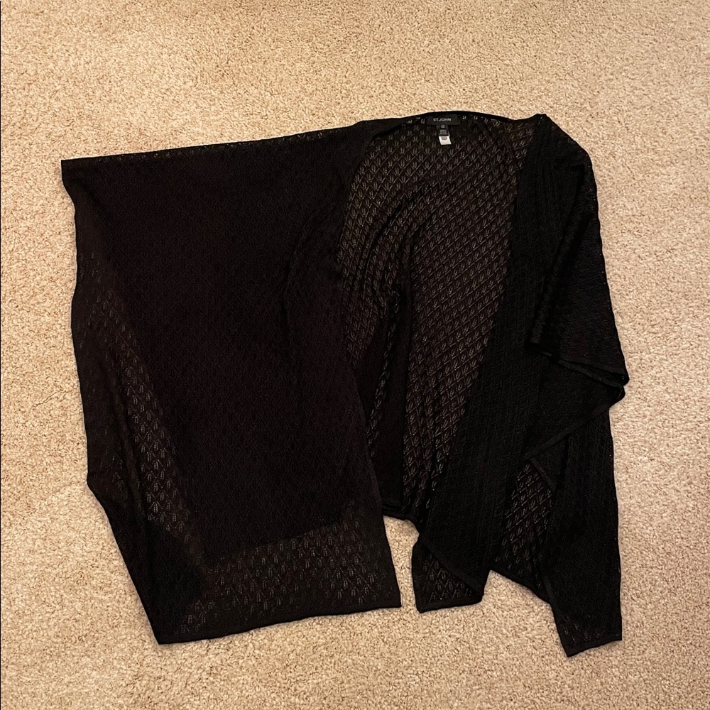 St. John Black Lace Knit Shaw - Picture 4 of 7